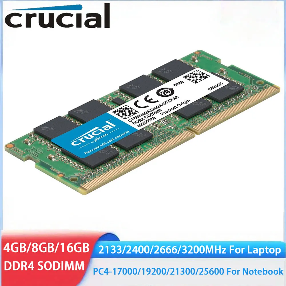 Crucial Laptop DDR4 RAM 32 GB 16 GB 8 GB 4 GB 2133 2400 2666 3200 MHz SODIMM Speicher PC4-17000 25600 21300 19200 für AMD- und Intel-NB-RAMs Image