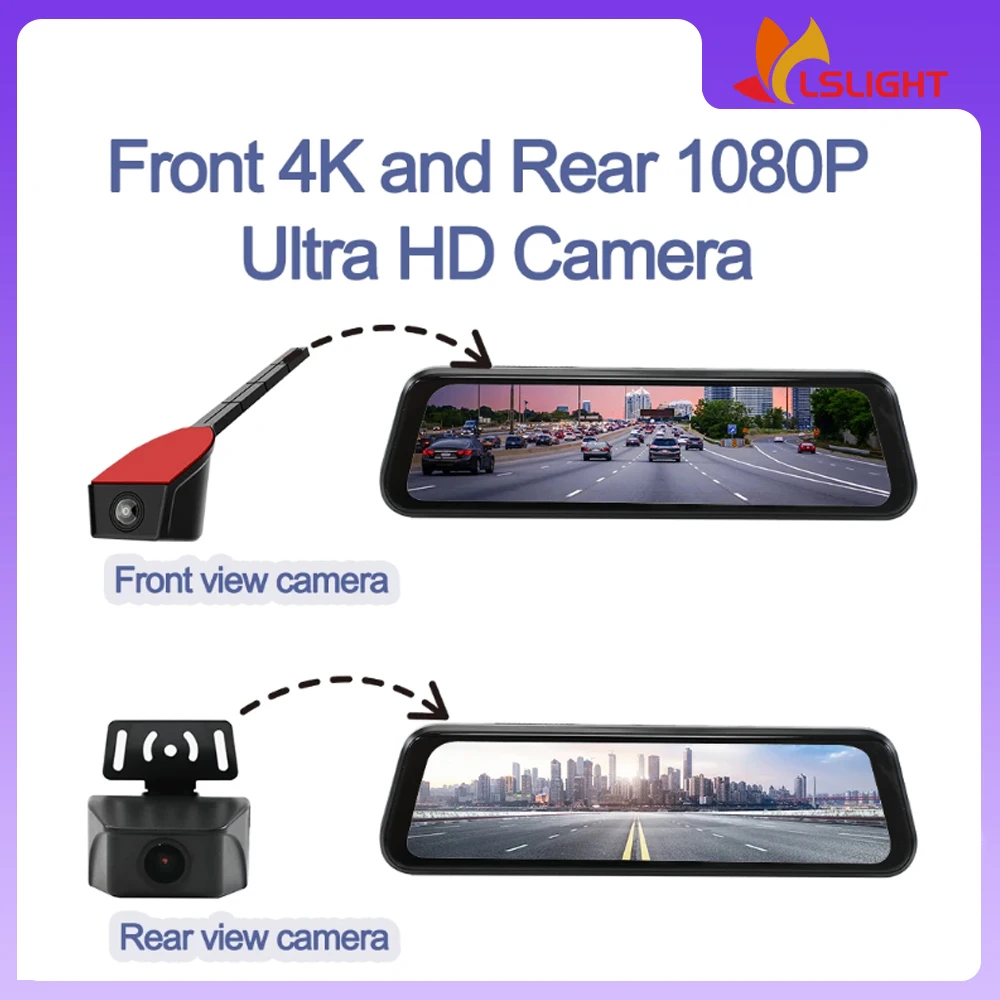 Auto-Rückspiegel-Dashcam für Toyota Audi Q3 A5 A1 Benz W213 Jeep Renegade Volvo XC60 Renault 4K+1080P Front- und Rückfahrkamera Image