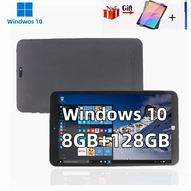 8 GB RAM 128 GB ROM Windows 10 Tablet 8 ZOLL 64 Bit Intel x5-Z8300 Quad Core Ultradünnes Bluetooth WiFi mit gehärtetem Film Kostenloses Geschenk Image