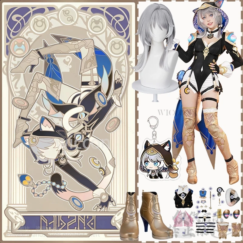 Anime Spiel Honkai Star Rail Cosplay Cipher Kostüm Sexy Katze Pelzigen Uniform Overall Punk Kapuze Perücke Schuhe Jirai Kei Mädchen Angepasst