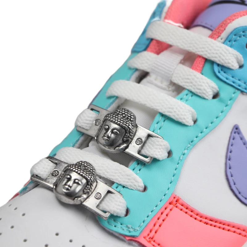 AF1 Buddha Kopf Frieden Schuh Mode Spitze Schnalle Metall Schnürsenkel Dekorationen Schuhe Zubehör Eisen DIY Schnalle