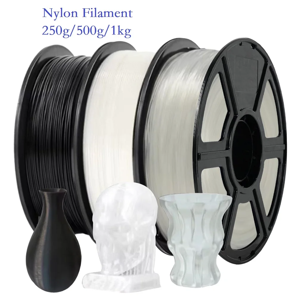 PA-Nylon-Filament, 1 kg, 500 g, 250 g, 1,75 mm, FDM-3D-Drucker-Filament, Nylon, schwarz, weiß, transparent, stark und langlebig, PA6-Material Image