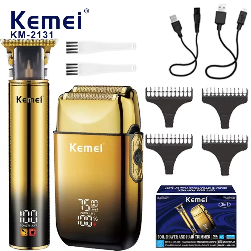 Kemei 2131 Combo-Haarschneider-Set, Elektrorasierer für Männer, Bartschneider, Gesichtstrimmer, wiederaufladbare Haarschneidemaschine mit Glatze Image