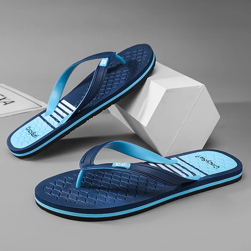Sommer-Herrenpantoffeln, atmungsaktive Slip-On-Flip-Flops, rutschfeste Strandschuhe für draußen, lässige Sandalen, Clogs, Hausschuhe für drinnen, Badezimmer-Slides Image