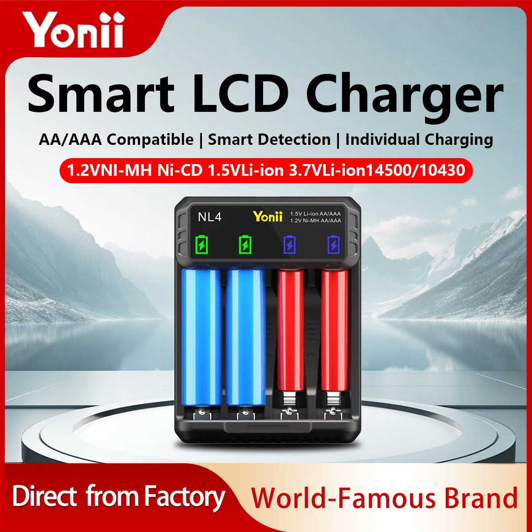 LCD-Batterieladegerät mit 4 Steckplätzen unterstützt das Laden von 1,5-V-Lithiumbatterien und 1,2-V-Ni-MH-, Ni-Cd-Batterien AA/AAA, kann 3,7-V-14500-Batterien aufladen, 10 Image