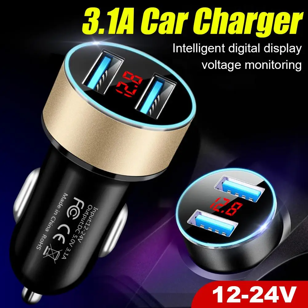 Auto USB Typ C Ladegerät 3,1 A Dual USB Schnelle Auto Ladegerät Zigarette Leichter 2-Port USB Auto steckdose Power Adapter Für iPhone Samsung Image