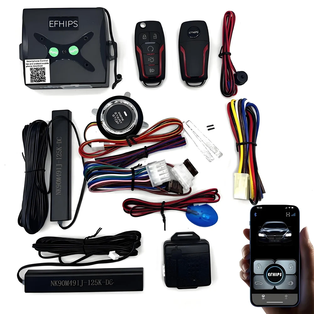 Telefon APP Motor Fernstart Auto Alarm Push Start-Stop-Taste zum Starten des Zündsystems Zentralverriegelung Keyless Entry für Auto Image
