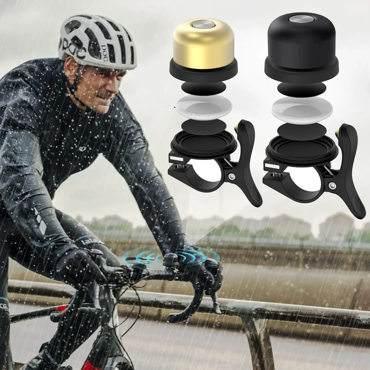 Fahrradklingel für AirTag, AirTags Fahrradhalterung GPS-Tracker Wasserdichter Halter Versteckt Air Tag Fahrradklingel Diebstahlschutz Versteckte E-Bike-Klingel Image