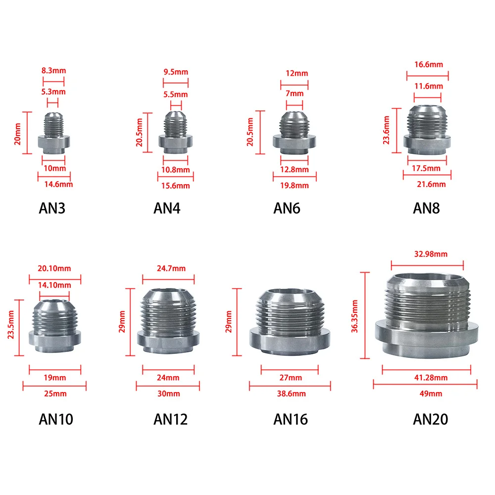 Edelstahl 304 AN3, AN4, AN6, AN8, AN10, AN12, AN16, AN20 Schweißstopfen für Heizölschläuche Image