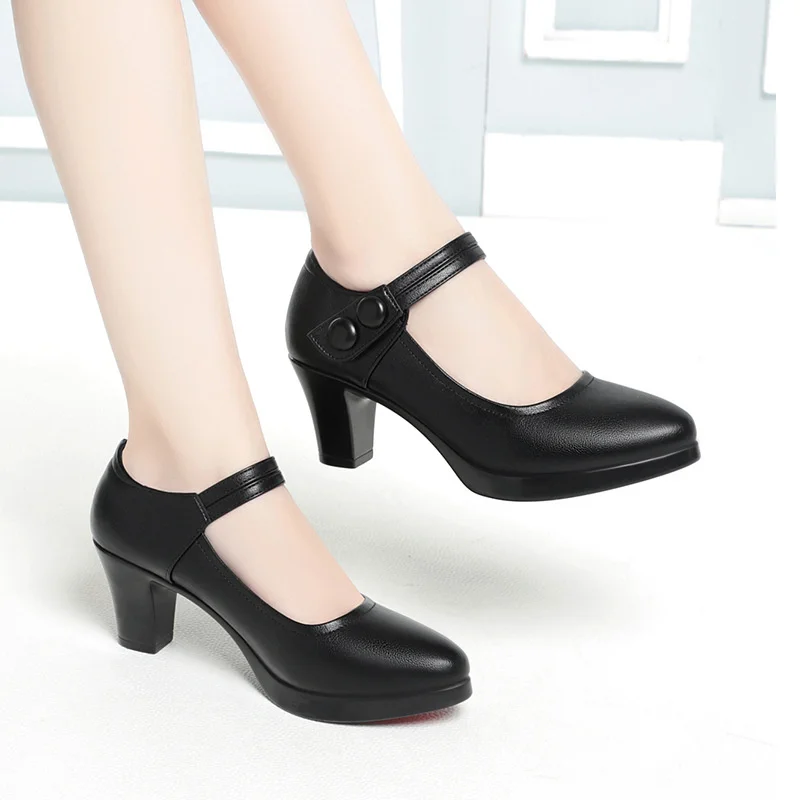 Block Heel Plattform Pumps Frühling Herbst Frauen Schuhe Komfort rutsch feste High Heels Mode elegante schwarze Büros chuhe
