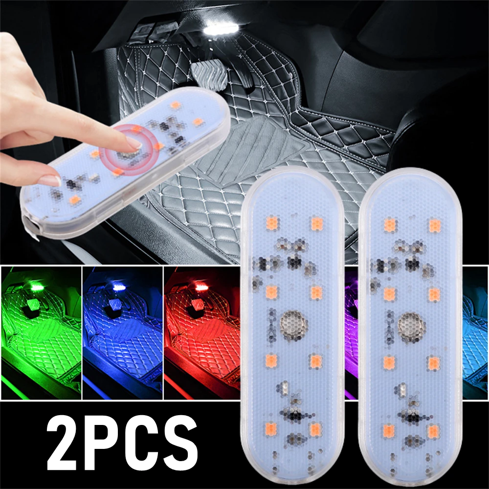 2PCS Magnetische Drahtlose Lampe Auto Innen Beleuchtung USB LED Licht Kofferraum Licht Decke Lampen Lesen Innen Led-lampen für Auto