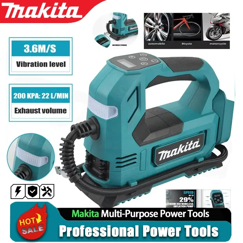 Makita Pumpe Handluftkompressor Tragbarer Kabelloser Reifenfüller 18V Akku Elektrischer Luftkompressor für Auto Fahrrad Reifen Ball Image
