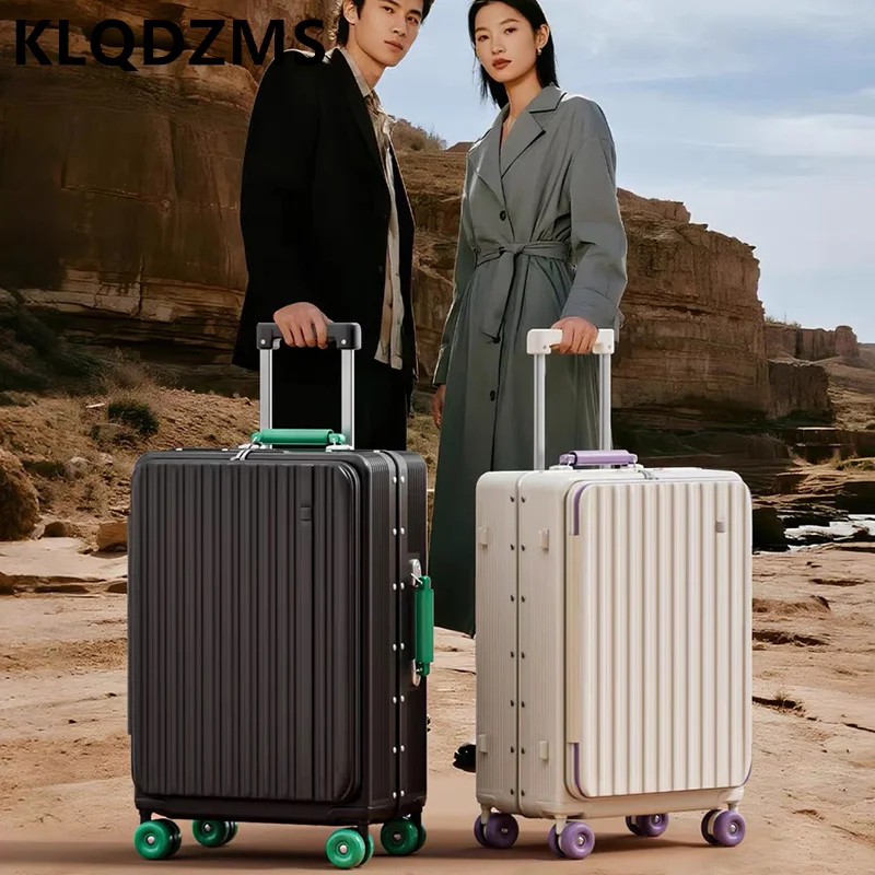 KLQDZMS Aluminiumrahmen-Koffer, großes Fassungsvermögen, PC-Trolley-Boarding-Koffer, 20, 24, 26, 28 Zoll, Damen-Koffer mit Passwortbox, Kabinengepäcktasche