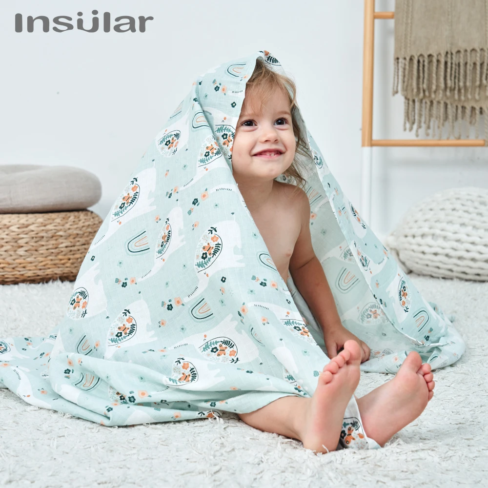 Insular Musselin-Baby-Doppelschicht-Gaze-Handtuch mit Bohnendecke und Bambus-Baumwollbezug für Neugeborene Image