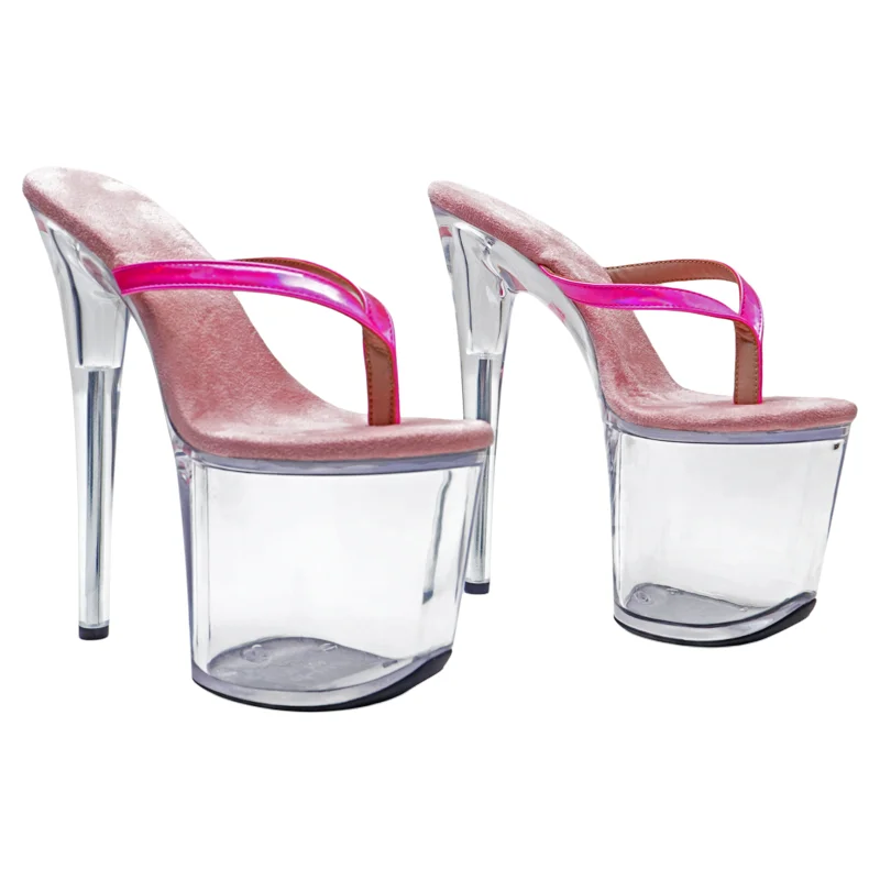 Leecabe 8 Zoll/20 cm glänzendes PU-Obermaterial, transparente Plattform, High Heels, Stripper-Absatz, Party-Hausschuhe, Sandalen, Pole-Dance-Schuhe