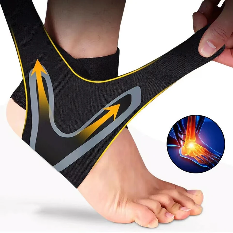 WRELS Sport-Knöchelbandage, verstellbare Kompressionshülse, elastischer Fuß, atmungsaktiv, Anti-Verstauchungs-Stütze, Fersenschutzgurt Image