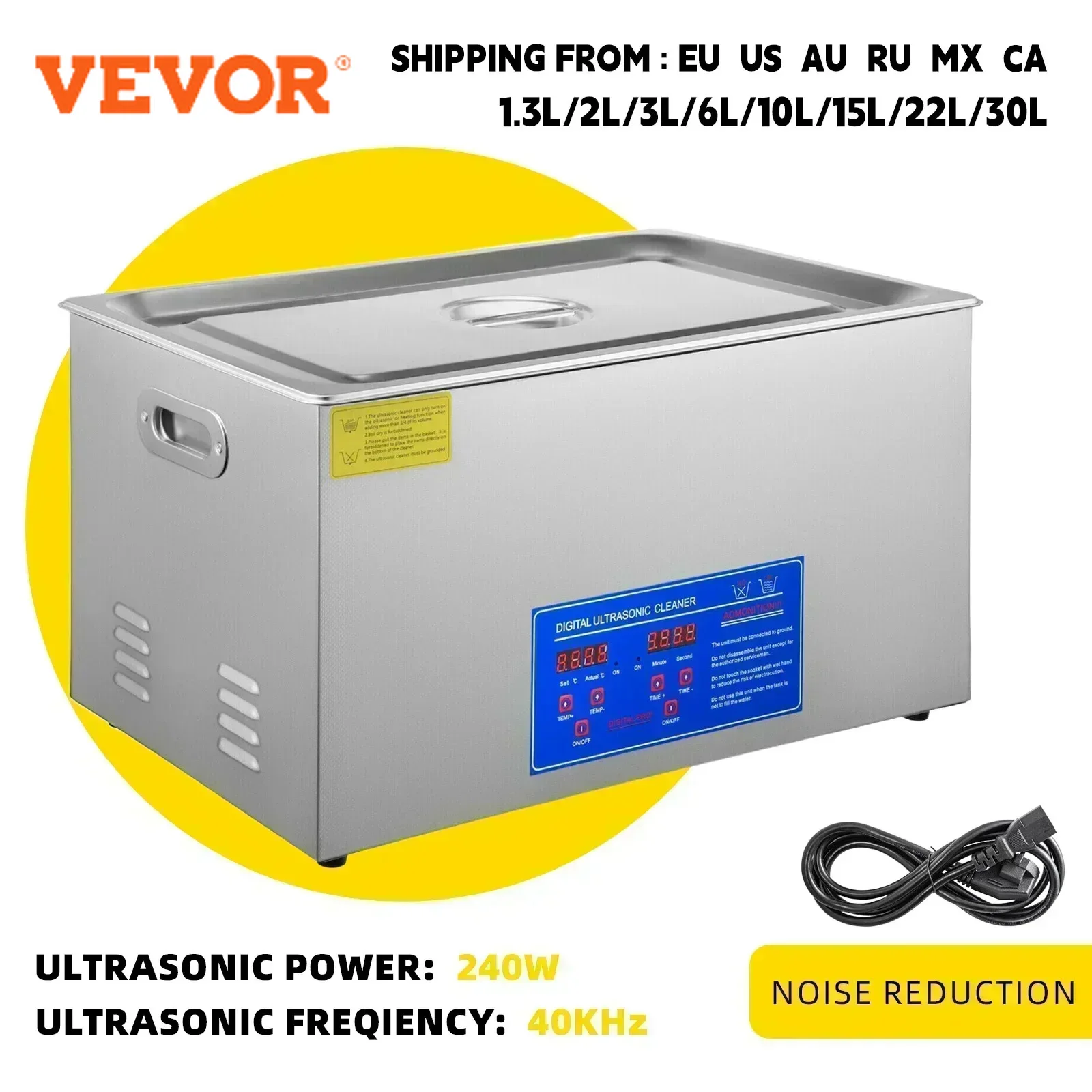VEVOR Ultraschallreiniger 1,3L-30L Multifunktionaler Schmuck- und Brillenteilreiniger Industrielle Reinigungsgeräte Image