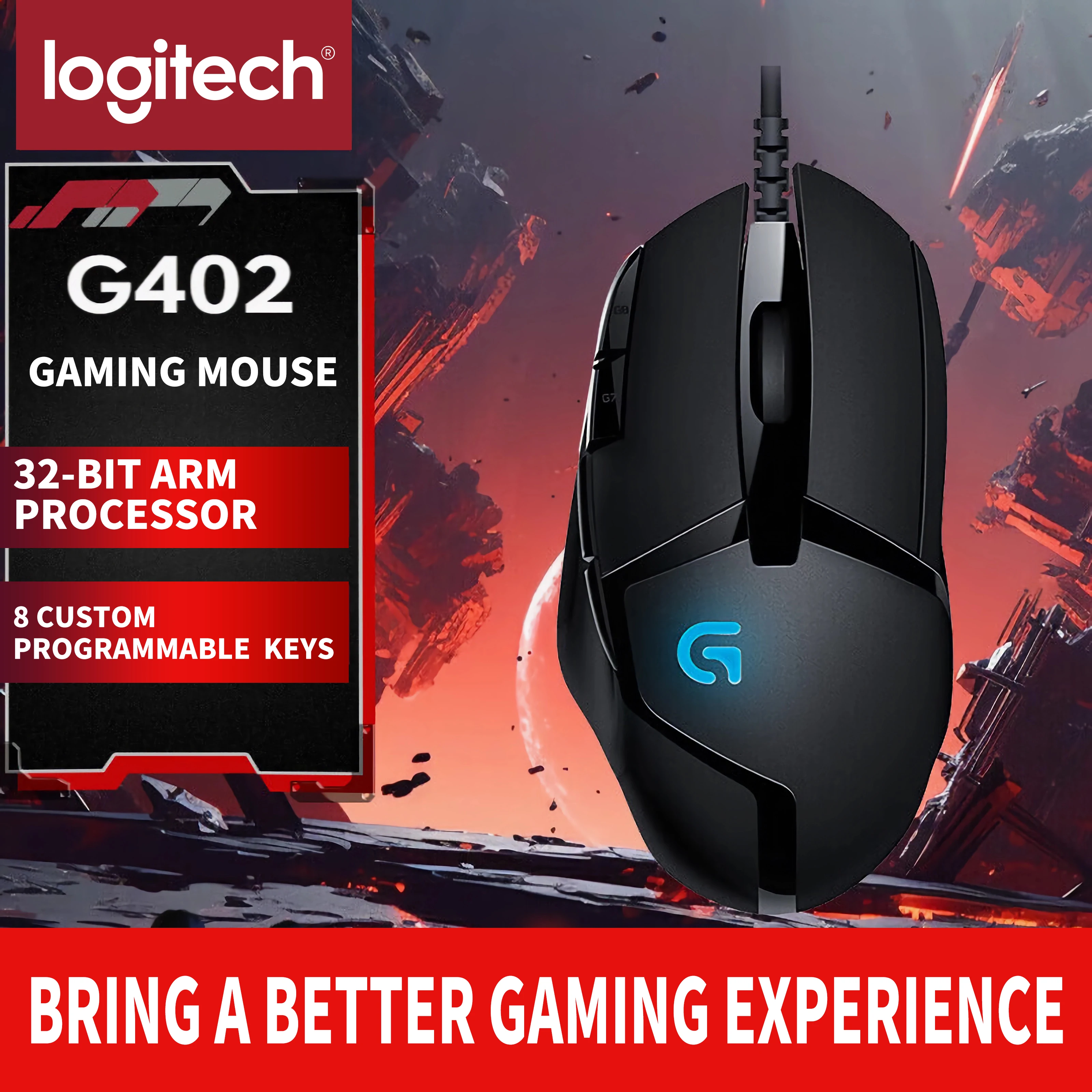 Logitech (G) G402 Gaming-Maus, kabelgebundene Maus, E-Sport, mechanische Makro-Programmiermaus, CSGO, Eating Chicken, Computer, konkurrenzfähig Image