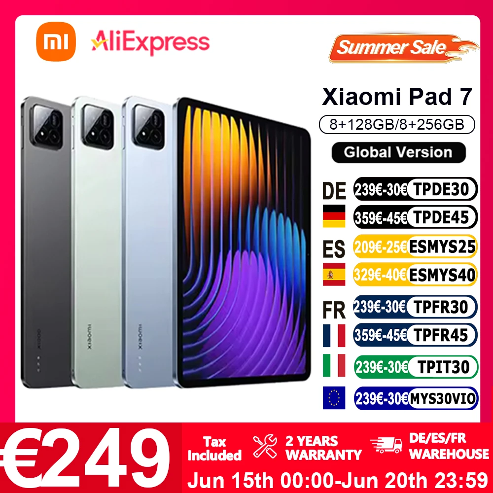 Globel-Version Xiaomi Pad 7 Snapdragon 7+ Gen 3 Mobile Plattform 8850 mAh Akku 3,2K 144 Hz kristallklares Display 11,2'' Bildschirm Quad-Lautsprecher Tablet 45 W Turboladung Dolby Visione Xiaomi HyperAI Powered by Xiaomi HyperOS Image