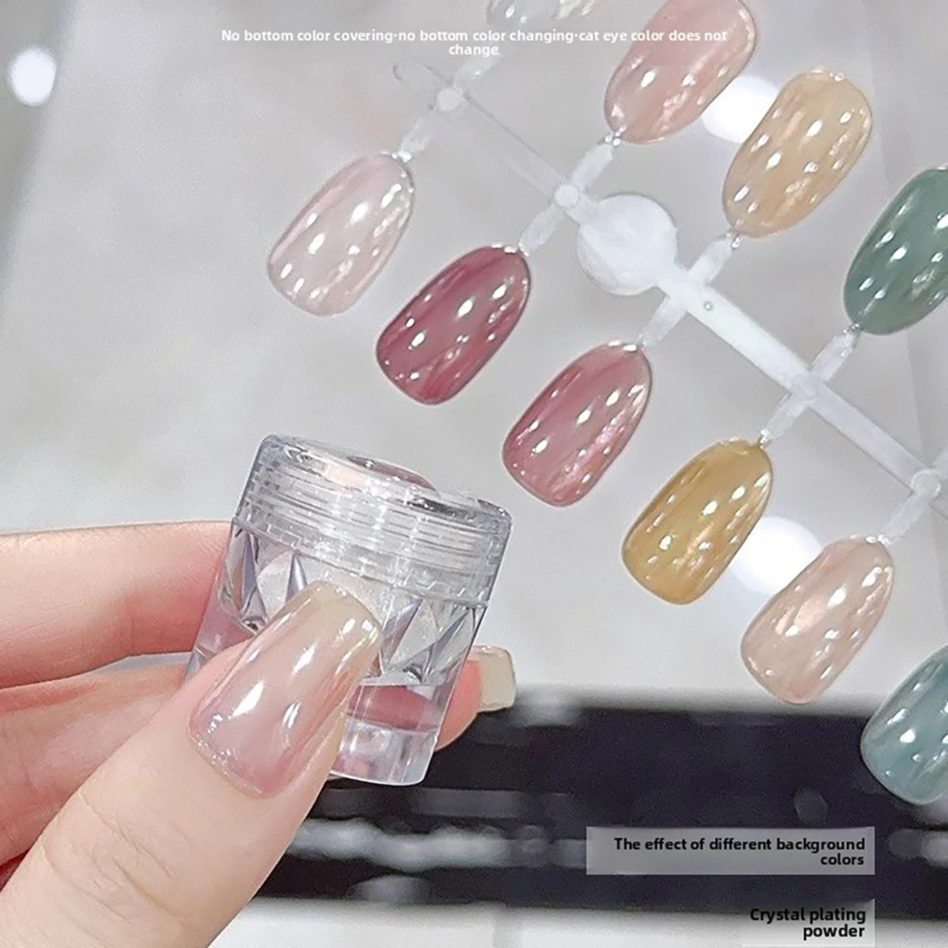 1 Stück Perlweißer Nagelglitzer Chrom-Mondlicht-Puder Silber-Muschel-Spiegelpigment Nagelkunst-Zubehör Dekoration Image
