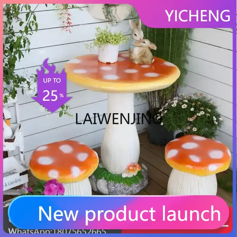 LYY Mushroom Outdoor Patio Table and Chair Outdoor Garden Set Combination Balcony Table