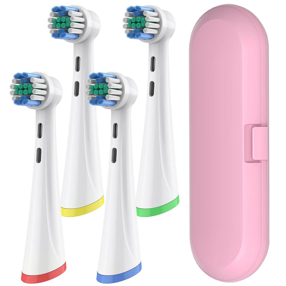 4 Ersatzbürstenköpfe und Zahnbürsten-Reiseetui, kompatibel mit Oral B iO 2/3/4/5/6/7/8/9/10 Serie Elektrische Zahnbürsten Image