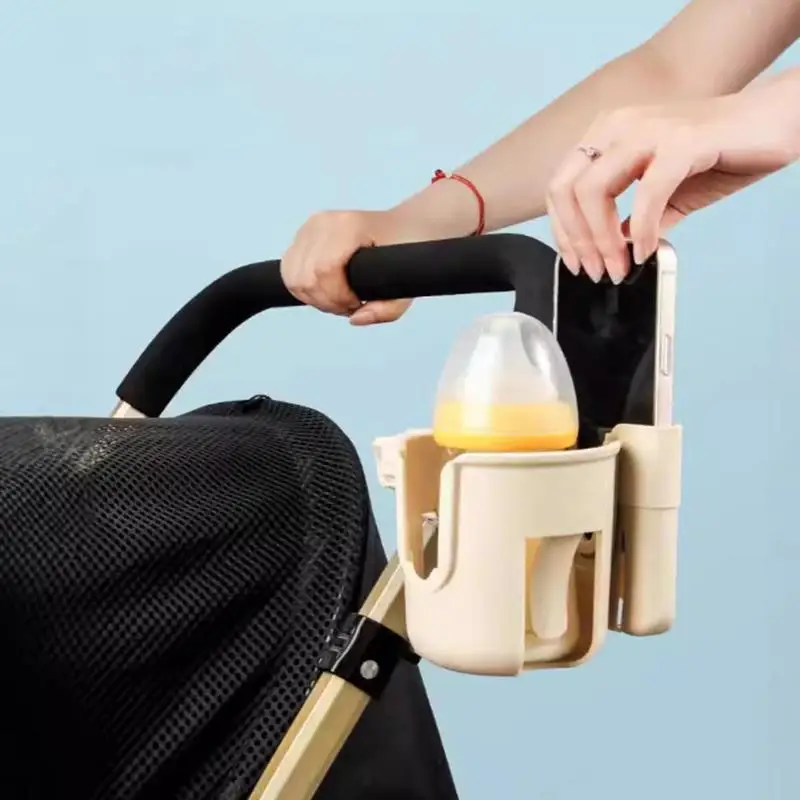 2-in-1 Universal-Kinderwagen-Getränkehalter mit Handyhalterung, universeller Flaschenhalter für Rollstuhl-Kinderwagen-Zubehör Image