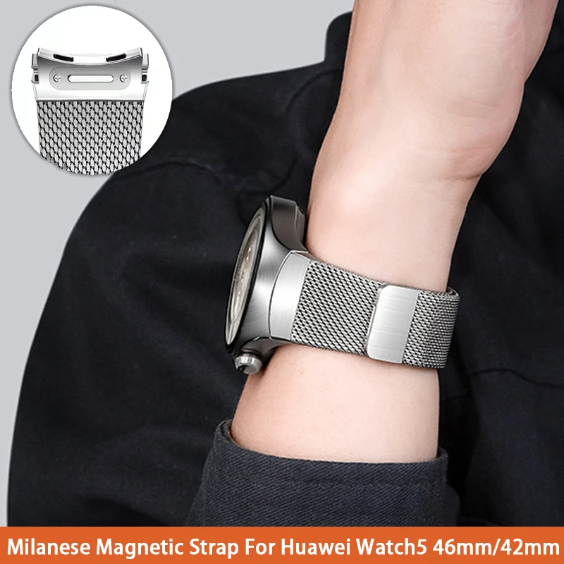 Original Nahtloses Luxus-Milanese-Armband für Huawei Watch 5 42mm Metall-Armband für Huawei Watch 5 46mm Spezialisiertes Uhrenarmband Image