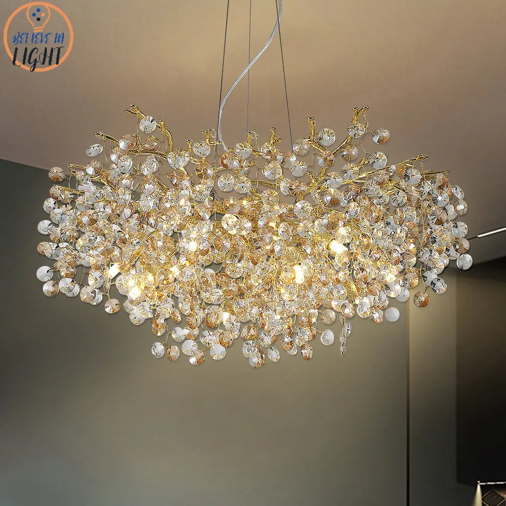Sonne Kristall Decke Kronleuchter Gold Glanz Villa Restaurant Led Hängen Lampen für Decke Kronleuchter Nordic Room Home Decor