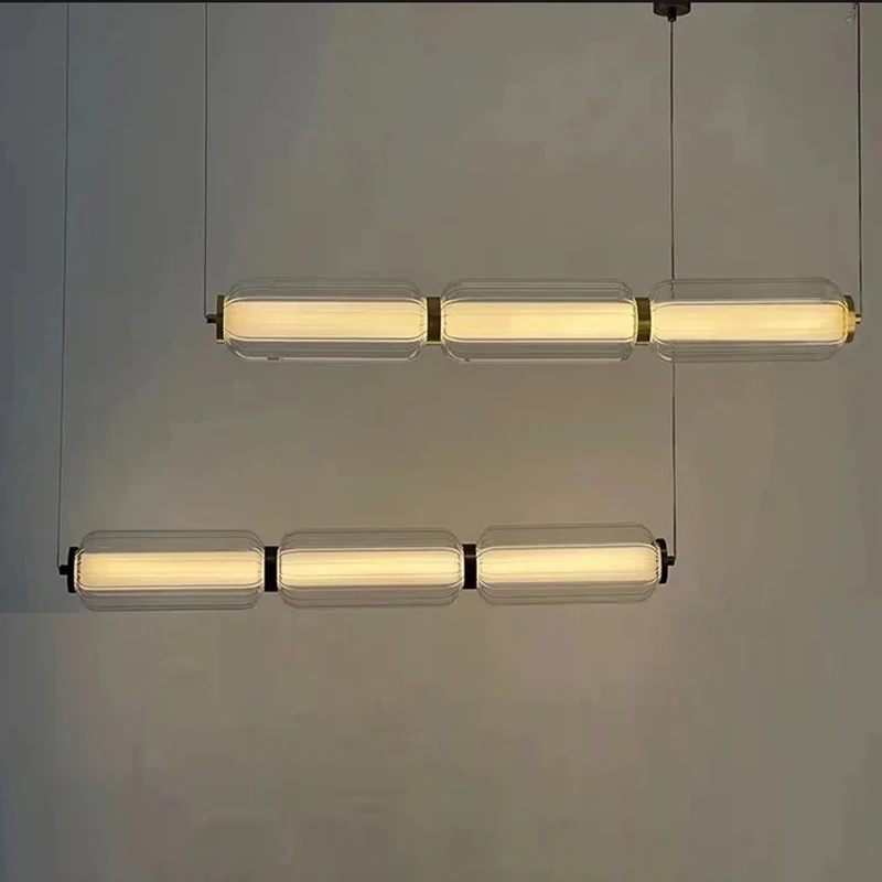 Nordic Glas Kronleuchter Hotel Wohnzimmer Kronleuchter Hochwertige Restaurant Treppe Kombination Wohnkultur Lange Anhänger Lichter