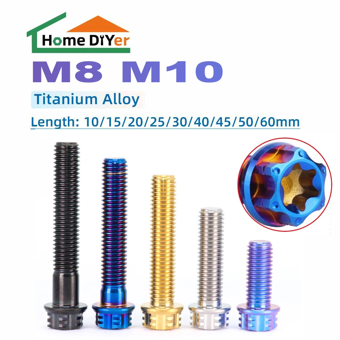 Titan-Ti-Schraube M8 M10x10 15 20 25 30 35 40 45 50 55 60 65 70 75 80 85 90mm Flansch-Torx-Kopfschraube für Motorrad-Umbauten Image