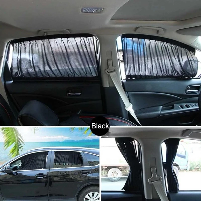 2 Stück 70cm Schwarzer Auto-Seitenfenster-Sonnenschutz Faltbarer UV-Schutz Reiner Stoff Auto-Zubehör Image