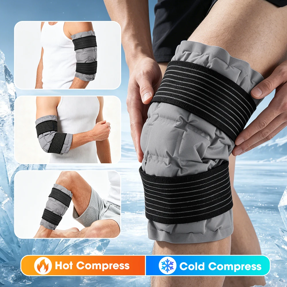 Knie-Eispackungen mit elastischem Band, verstellbare Kompresse für Heiß- und Kalttherapie, wiederverwendbar, ohne Gel, für Schulter, Rücken, Knie, Nacken, Knöchel Image