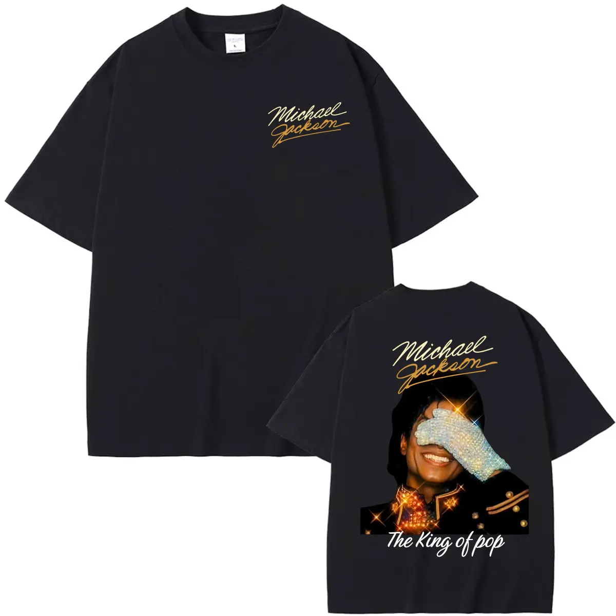 Michael Jackson King of Pop Album T-Shirt für Männer und Frauen, Sommer-Baumwoll-Y2K-Kleidung, lässige Mode, Rundhalsausschnitt, kurzärmeliges T-Shirt Image
