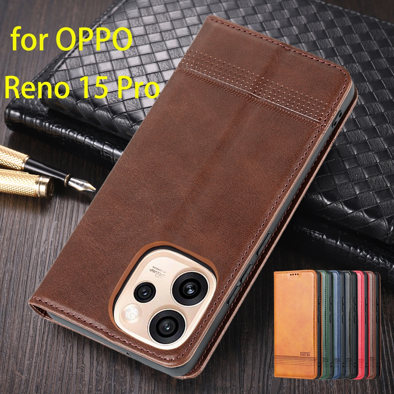 Magnetische Adsorption Leder Ausgestattet Fall für OPPO Reno 15 Pro Max 5G / Reno 15 Pro Max 6,78 "Flip-Cover Fall Capa Fundas Coque Image