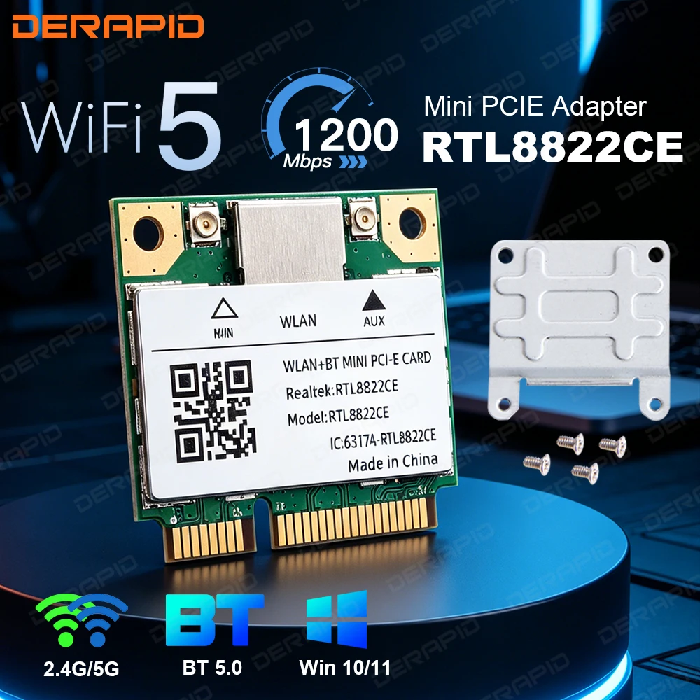 Dual Band Mini PCIe RTL8822CE 1200Mbps WLAN-Karte Bluetooth 5.0 802.11ac Wireless-Adapter für Win10/11 Besser als 7260HMW Image