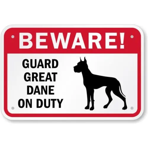Beware Great Dane Aluminium Wetterfestes Schild aus Aluminium Image