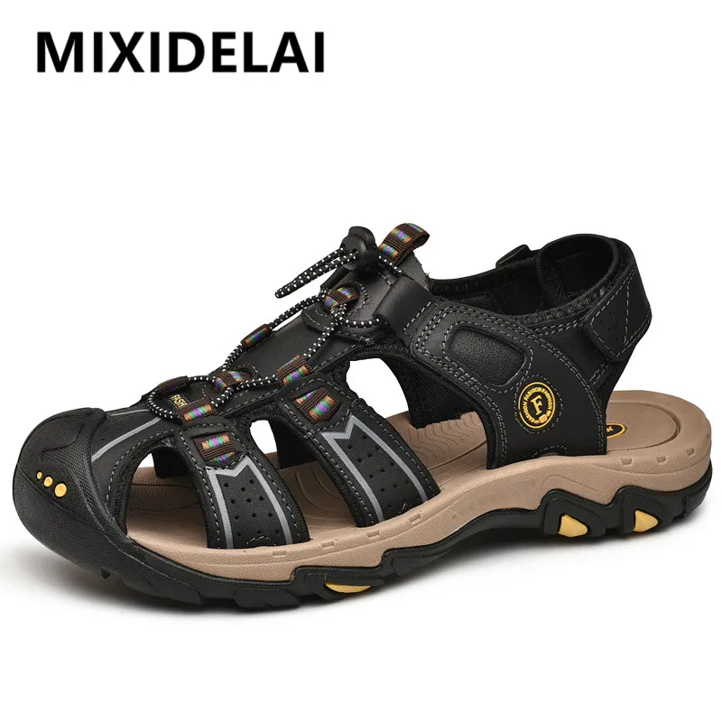 2025 Neue Herrenschuhe Echtleder Herrensandalen Sommer Herrenschuhe Strandsandalen Herren Mode Outdoor Freizeitschuhe Große Größe 46