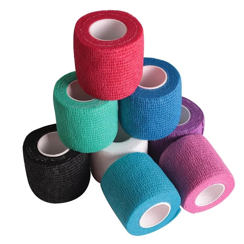 1 Rolle elastisches, selbstklebendes Sporttape-Bandage, 2,5/5/10 cm, nicht gewebte Universalgaze für den Sport, Fußunterstützung, Gelenkschutz Image
