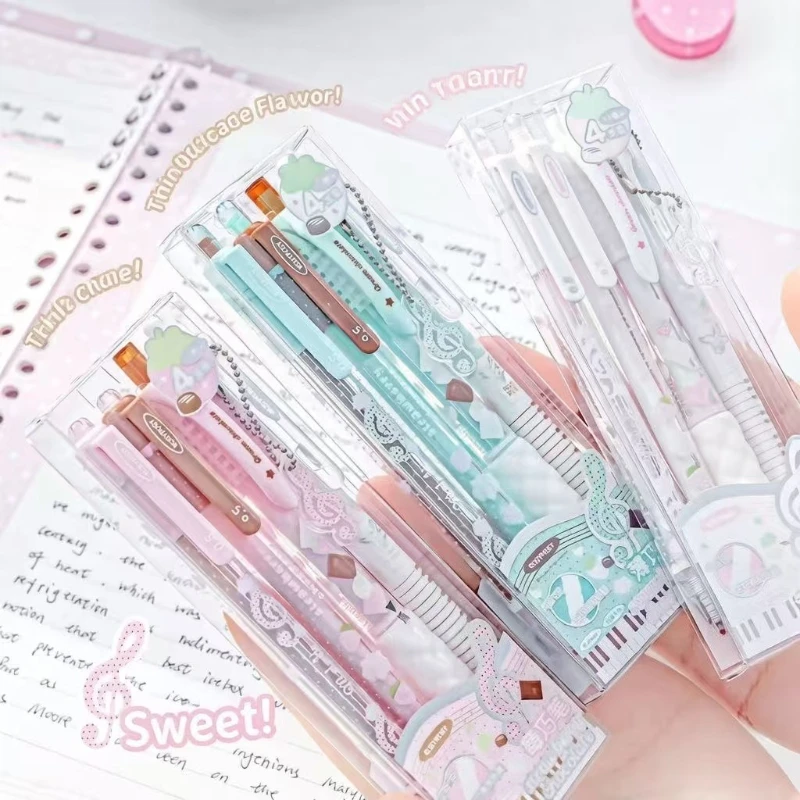 Kawai RosyPosy Berry Melody Notenstift-Set 2 ST 0,5mm Gelstifte 1 Radierbarer Stift 1 Aromatischer Soft-Grip-Stift 1 Gratis Anhänger Wertvolles Schreibwaren-Set Image