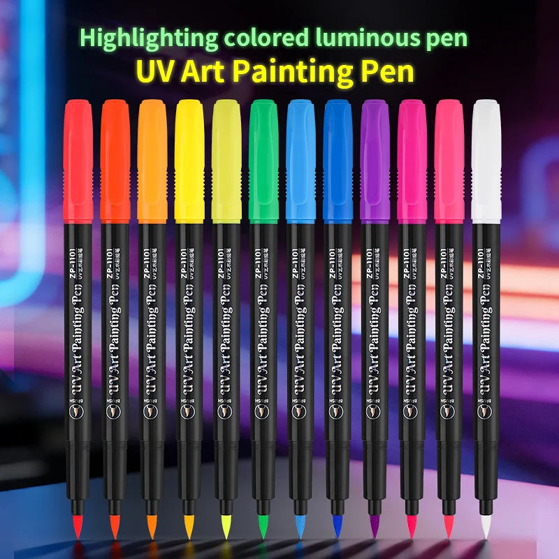 12 Farben Multi-Surface Art Painted Pen – Pinselspitze, schnell trocknender Marker für Studenten und Künstler ​ Design-Doodling-Kreationen & Täglicher Gebrauch Image
