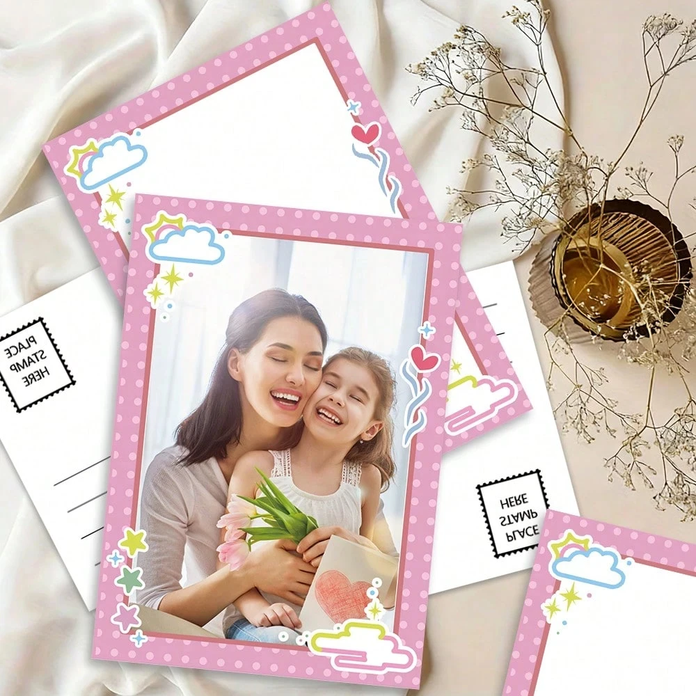 Personalisierte Foto-Grußkarten, doppelseitige personalisierte Muttertagskarten mit Fotos und Text, inklusive Umschlägen, geeignet für Image