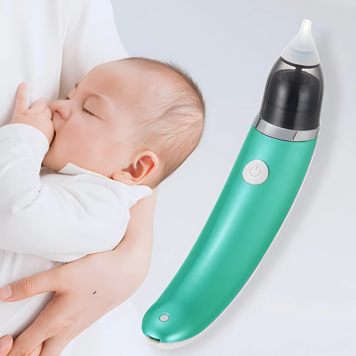 Elektrische Nasensauger für Kleinkinder, automatischer Nasenreiniger für Neugeborene, wiederaufladbar, abnehmbar, Anti-Reflux, für die Pflege von Neugeborenen Image