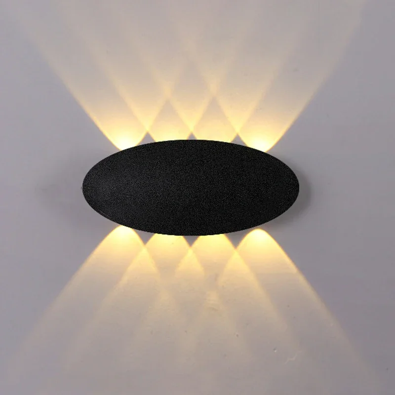 Moderne Einfache LED 4W 6W 8W Ovale Außen- und Innen-Wandleuchte IP65 Wasserdicht Gartenlampe Warmes Licht Spannung 85V-265V