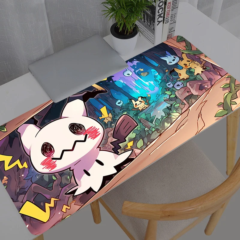 90x40cm Mauspad Pokemon Pikachu Gamer Großes Computer-Notebook-PC-Mauspad Neuer Teppich Gaming-Zubehör Tastatur-Schreibtischunterlage Image