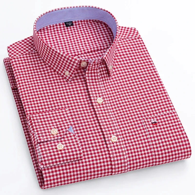 Hochwertiges Herren-Hemd aus Oxford-Baumwolle, Frühling und Herbst, langärmelig, bequem, für Zuhause, Reisen, koreanischer Designer-Stil, Größe 5XL-6XL-7XL Image