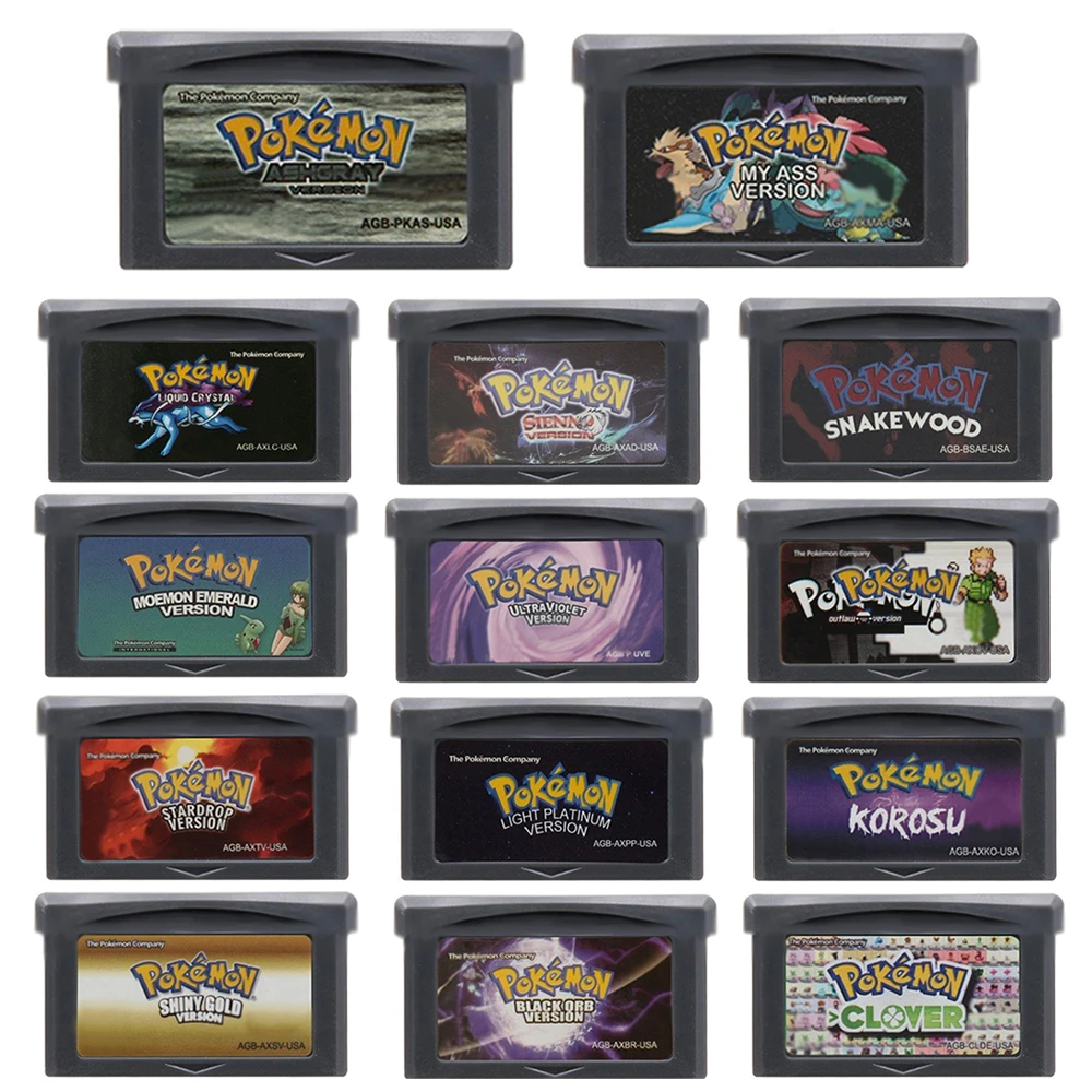 Pokemon GBA Spielmodul 32-Bit-Videospielkonsolenkarten Serie My Ass Liquid Crystal Ashgray Moemon Emerald Snakewood für GBA Image