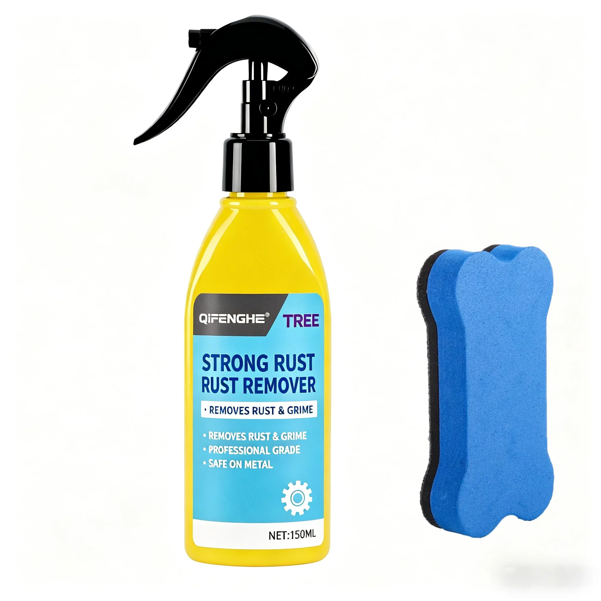 QiFENGHE ® 150ML Kraftvoller Rostentferner-Spray, Wiederherstellt Glanz, Schadet dem Material Nicht, Sicher für Eisentore, Chrom-Autoteile Image