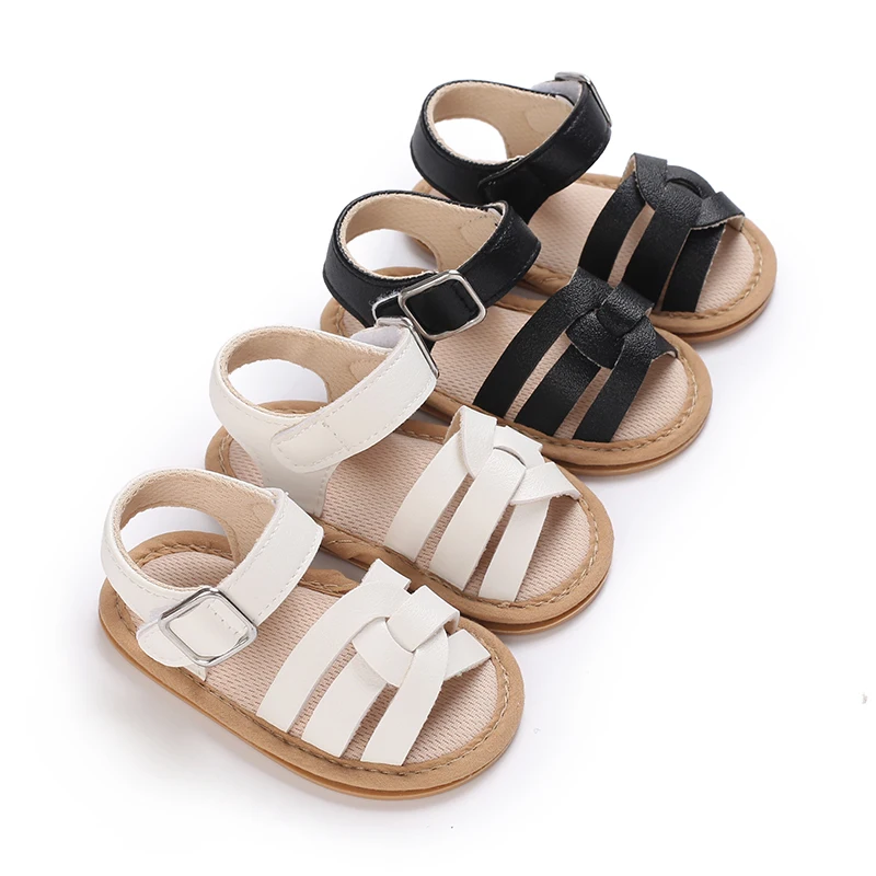 Sommer-Baby-Sandalen aus Segeltuch, Gartensandalen für Kleinkinder, Blumen-Sandalen mit weicher Baumwollpolsterung, rutschfeste Krabbelschuhe für erste Schritte Image