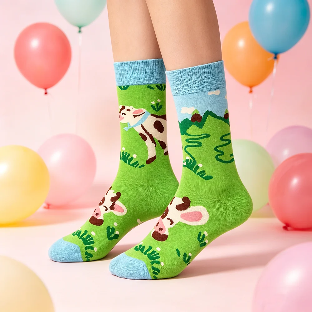 1 Paar Herren- und Damensocken, Original AB Tide Socken, bunte Socken, Blumen, Früchte, Süßigkeiten, Baumwollsocken, Geschenke für die tägliche Treffen mit Freunden Image